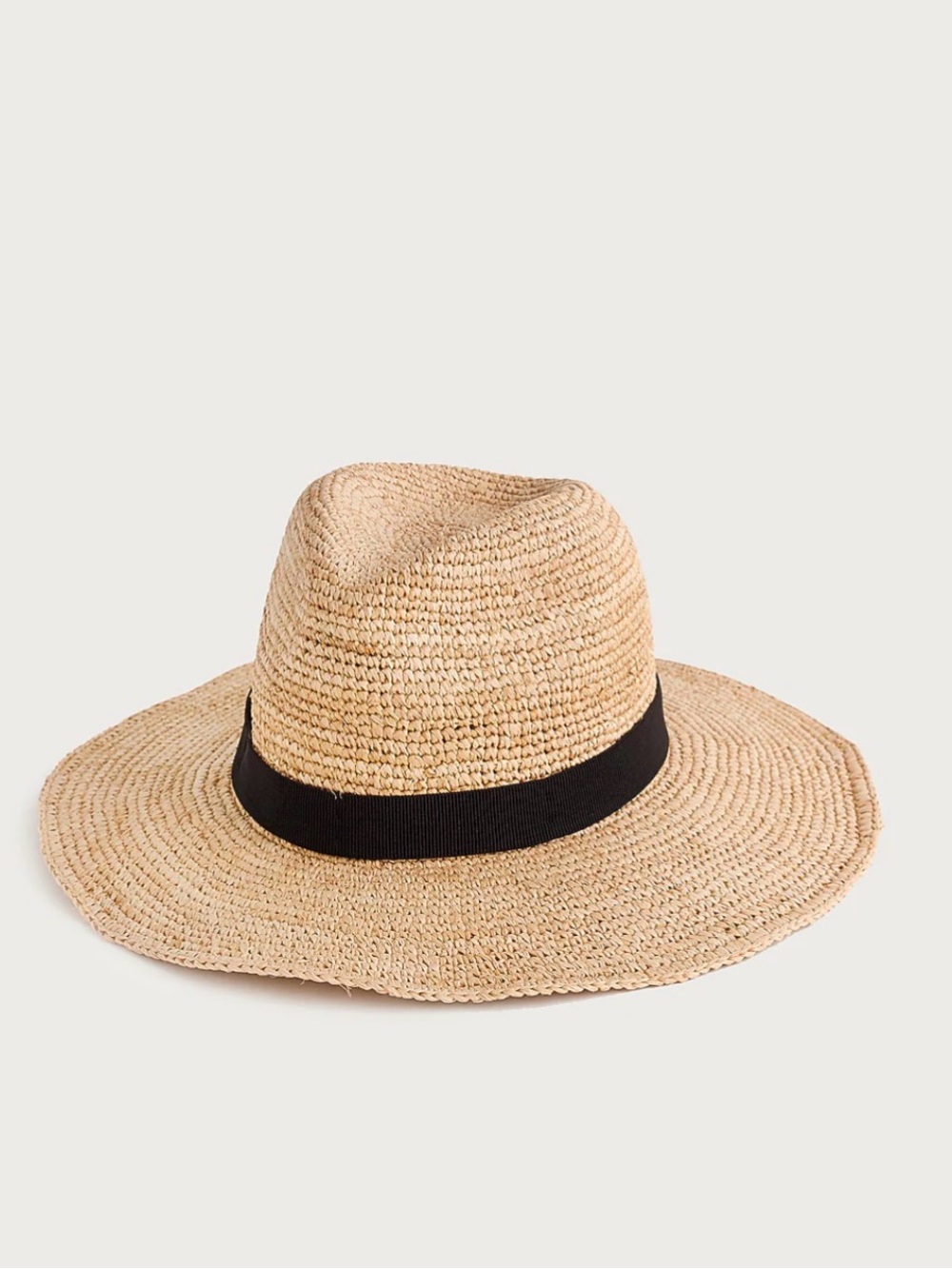J. Crew Natural Straw Wide-Brim beach with Black Band